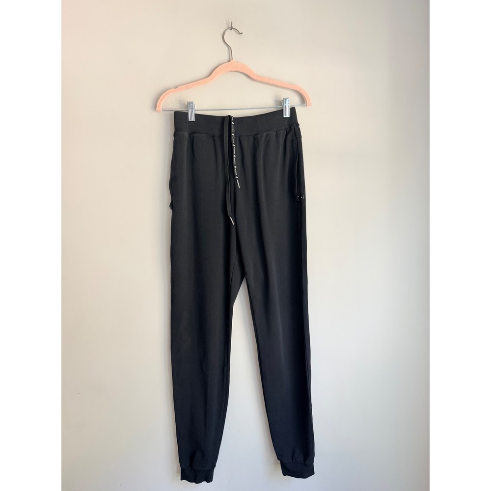 Allwear Mens Black Athletic Jogger Pants Zipper Pockets Drawstring Size S